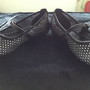 Berness fishnet Mary janes with rhinestones, size 7.5